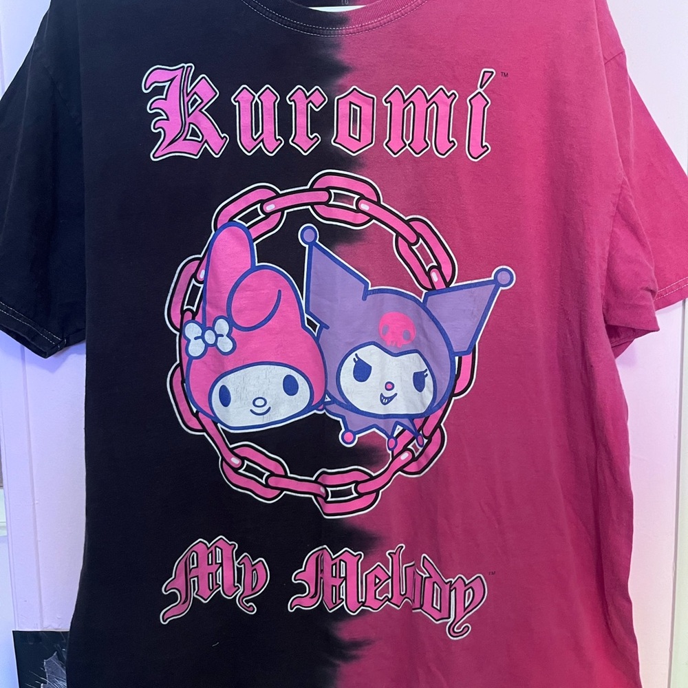 Sanrio Kuromi My Melody Chains Split Wash Boyfriend Fit T-Shirt